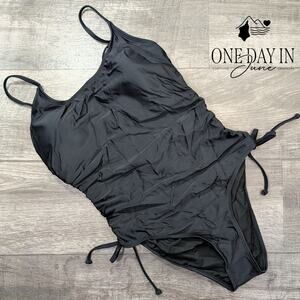 Charmo Drawstring One Piece Swimsuit Size L